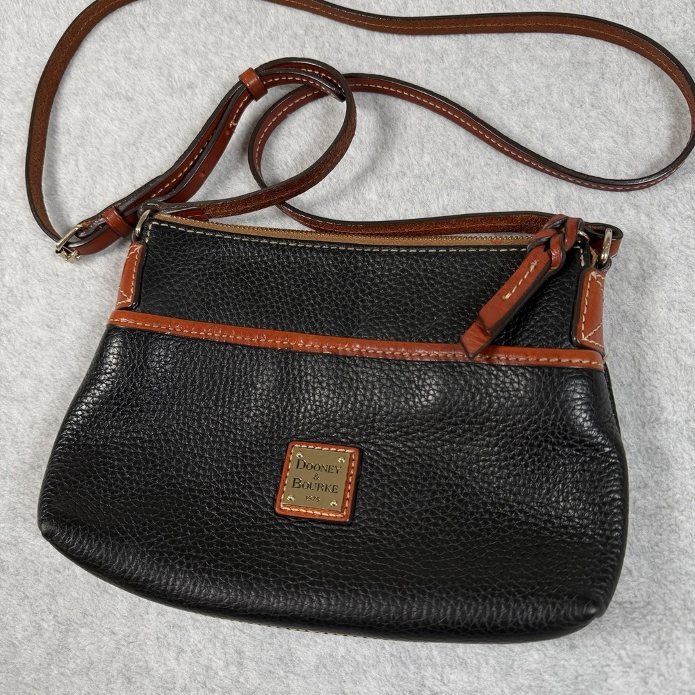 Dooney & Bourke Pebble Grain Leather Letter Carrier Crossbody Bag Black